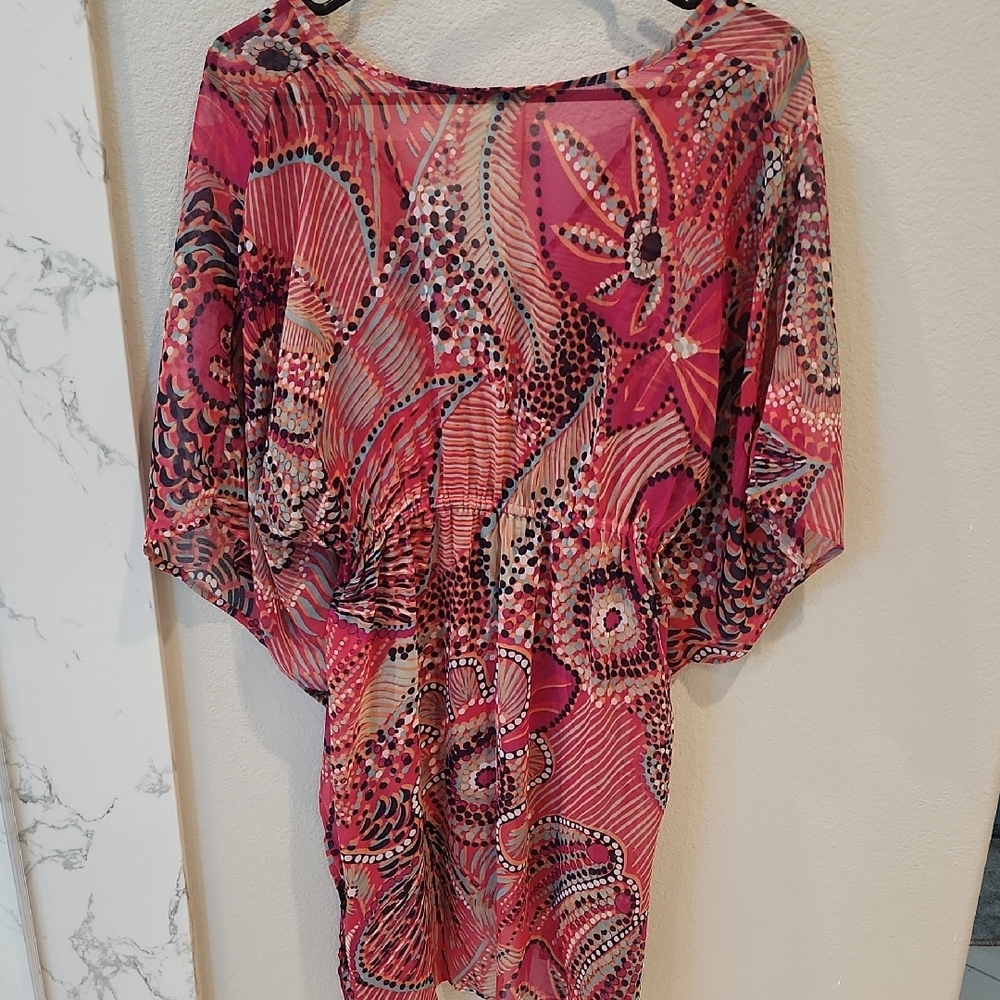 Tommy Bahama Pink and Black Patterned Tunic - Picture 3 of 5